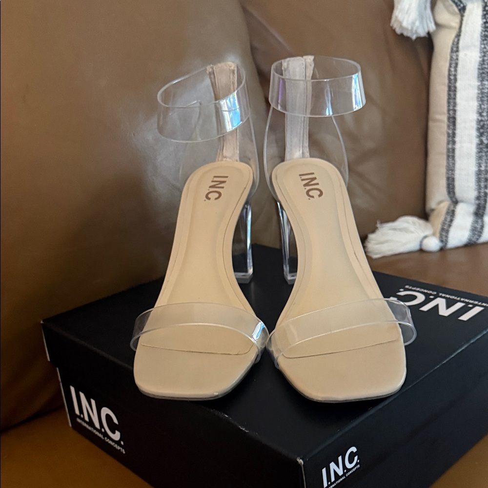 INC International Concepts Women's Clear Strap Heels
